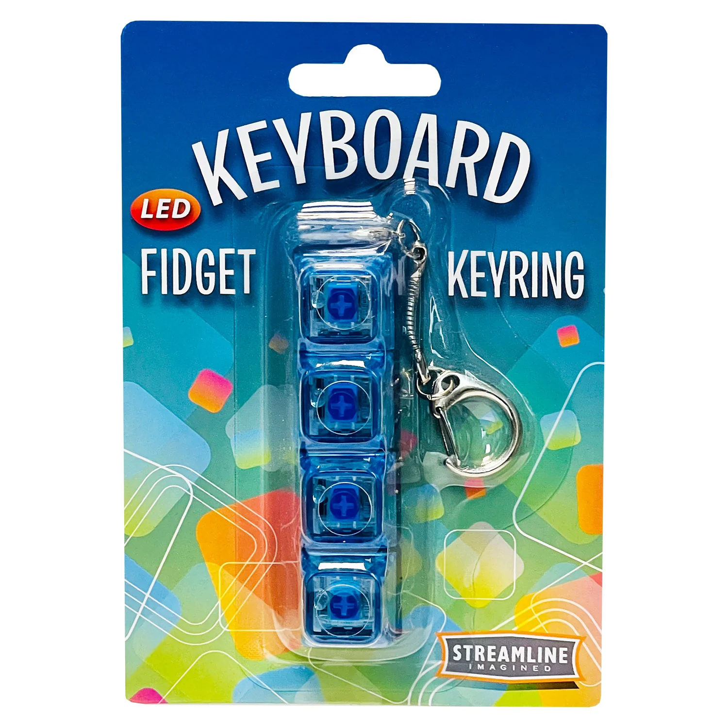 Keyboard LED Fidget Keyrings - Blue by Streamline