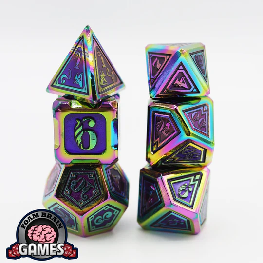 Alchemist Metals RPG Dice Set - Burnt Opal-by-Foam Brain Games