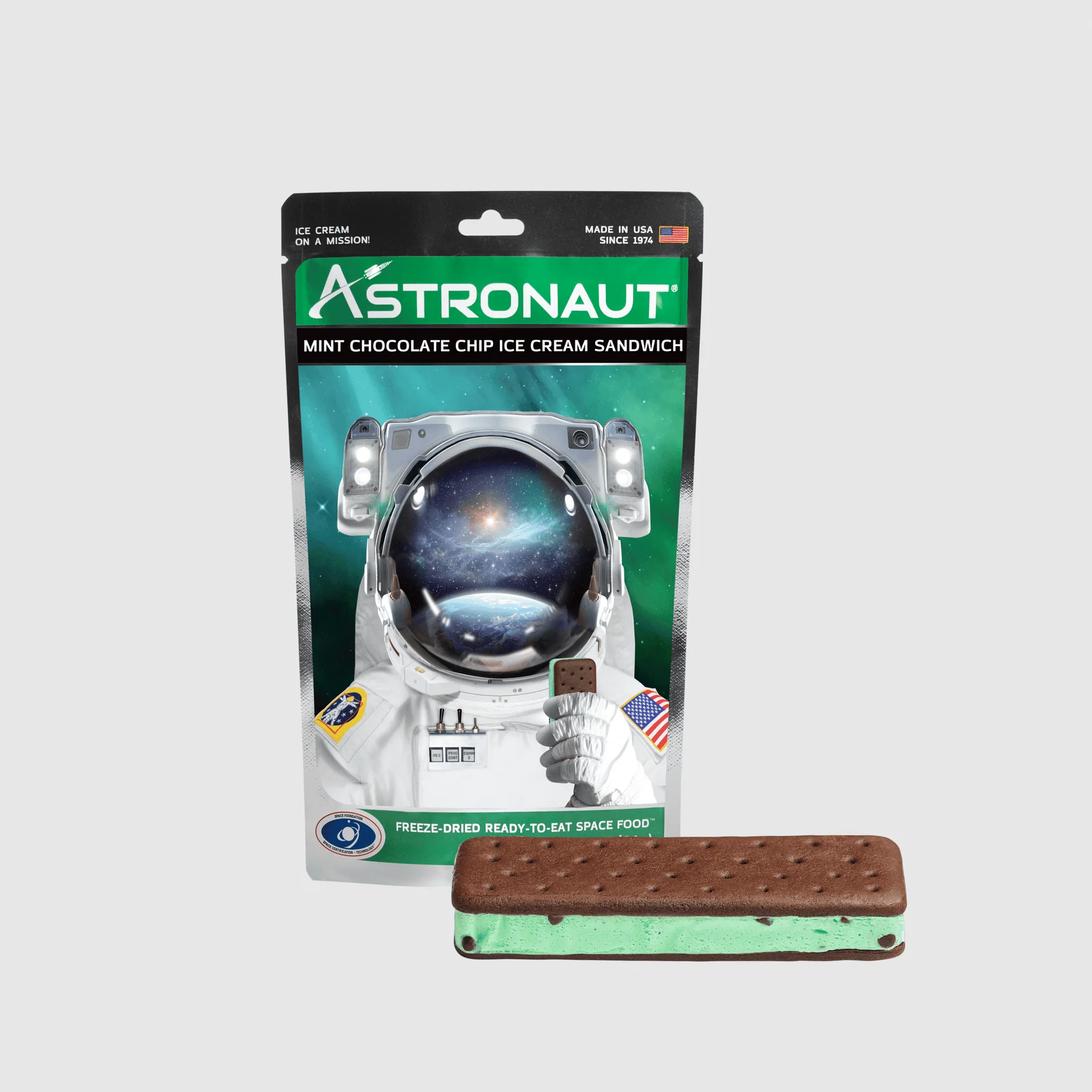 Astronaut Ice Cream - Mint Chocolate Chip Ice Cream Sandwich-by-Astronaut Foods