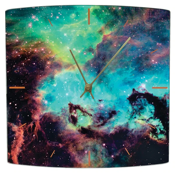 Astrophotography Glass Clock Seaglass Firestorm by Streamline 1