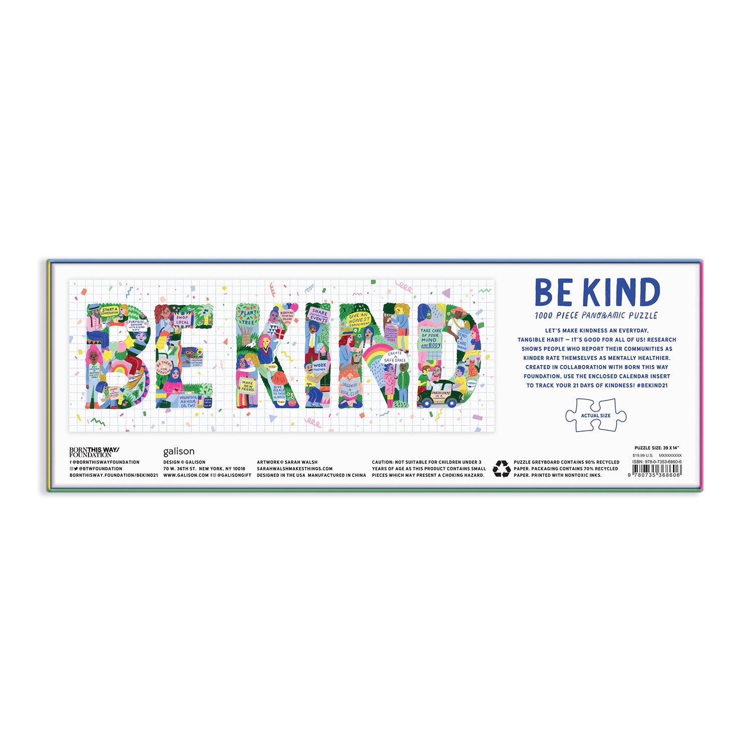 Be Kind Panoramic 1000pc Puzzle by Galison 4