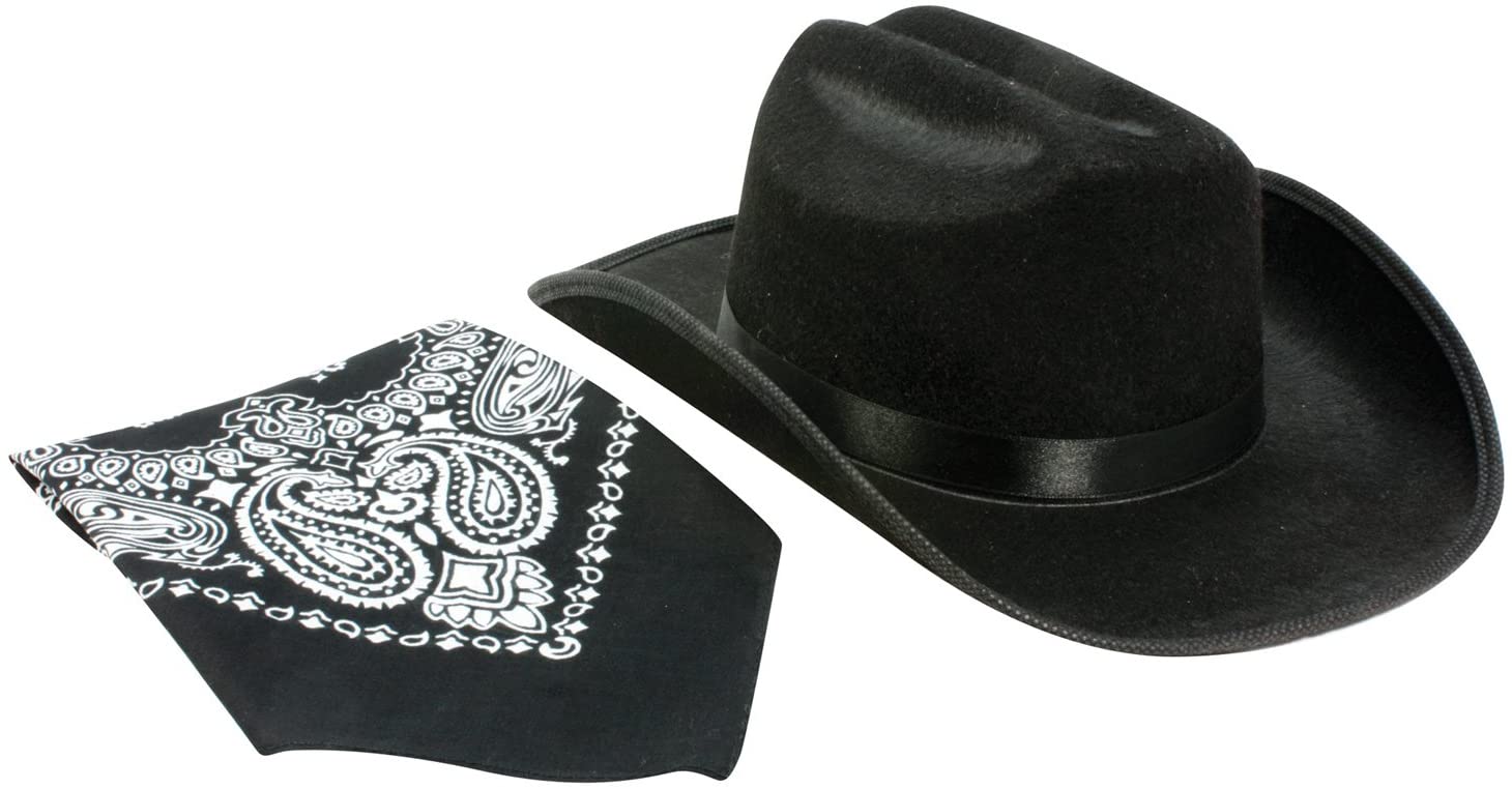 Black Cowboy Hat with Bandanna by Aeromax