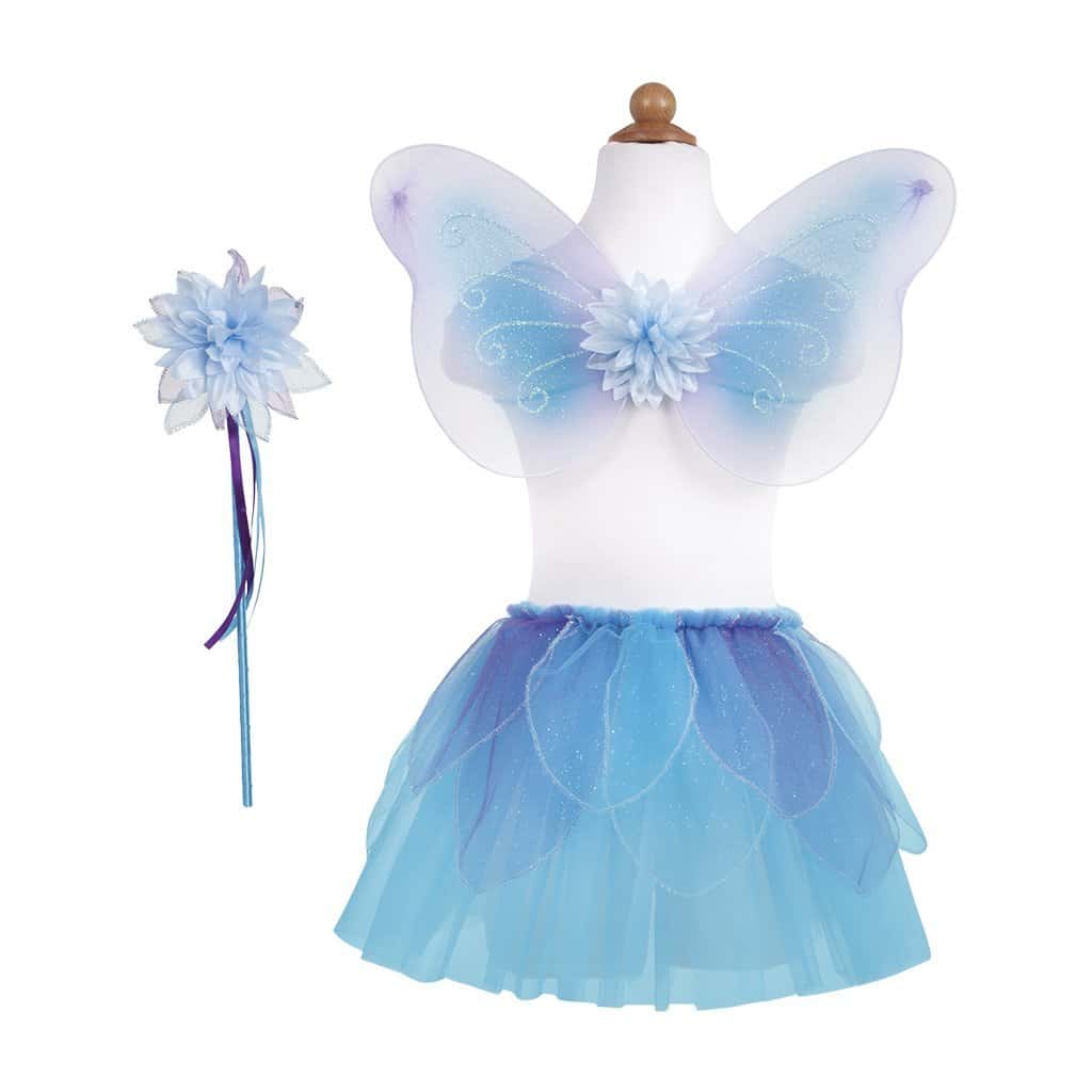 Blue Fancy Flutter Skirt Set with Wings Wand by Great Pretenders