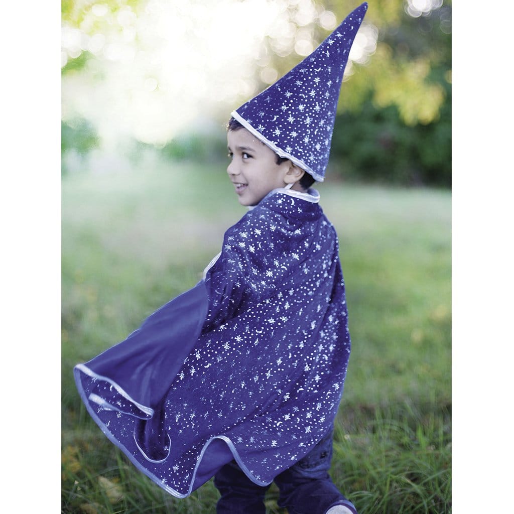 Blue Glitter Wizard Cape Hat Set by Great Pretenders 3