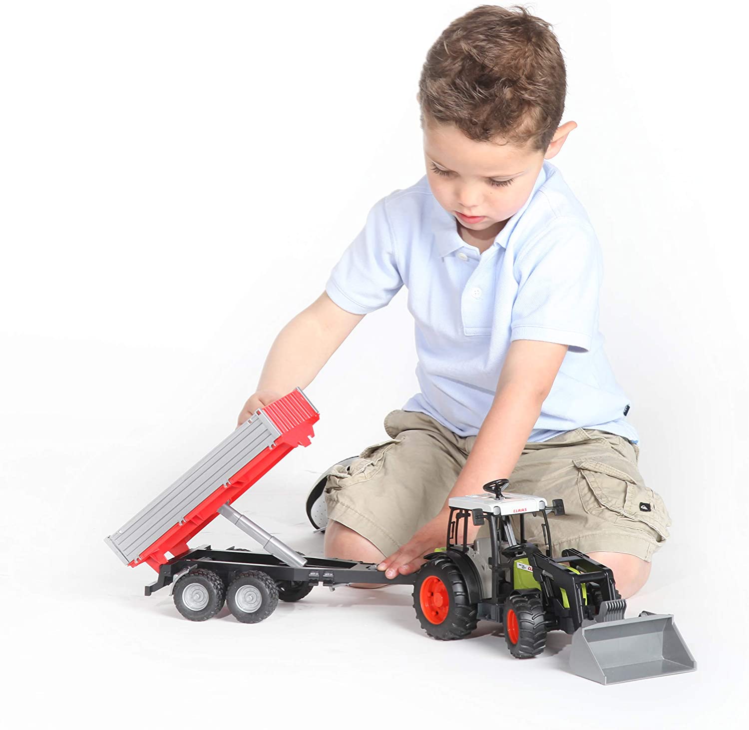 CLAAS Farm and Construction Tractor with Frontloader and Tipping Trailer by Bruder 3