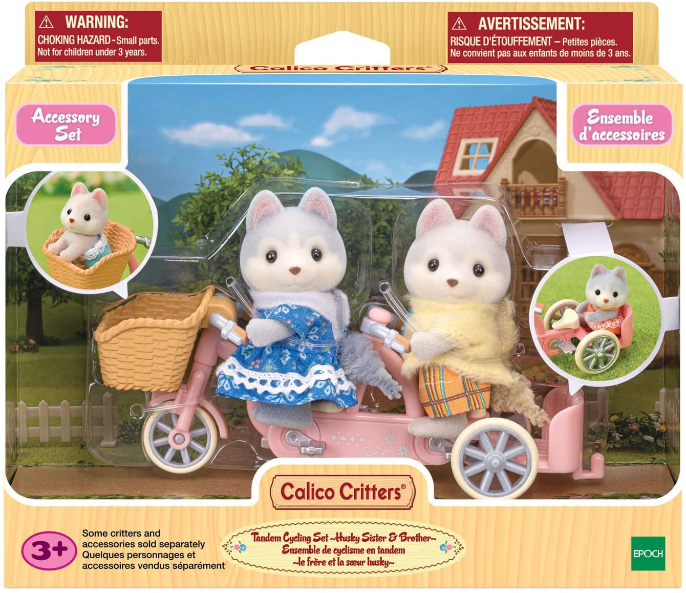 Calico Critters Husky Brother Sisters Tandem Cycling Set by Epoch Everlasting Play