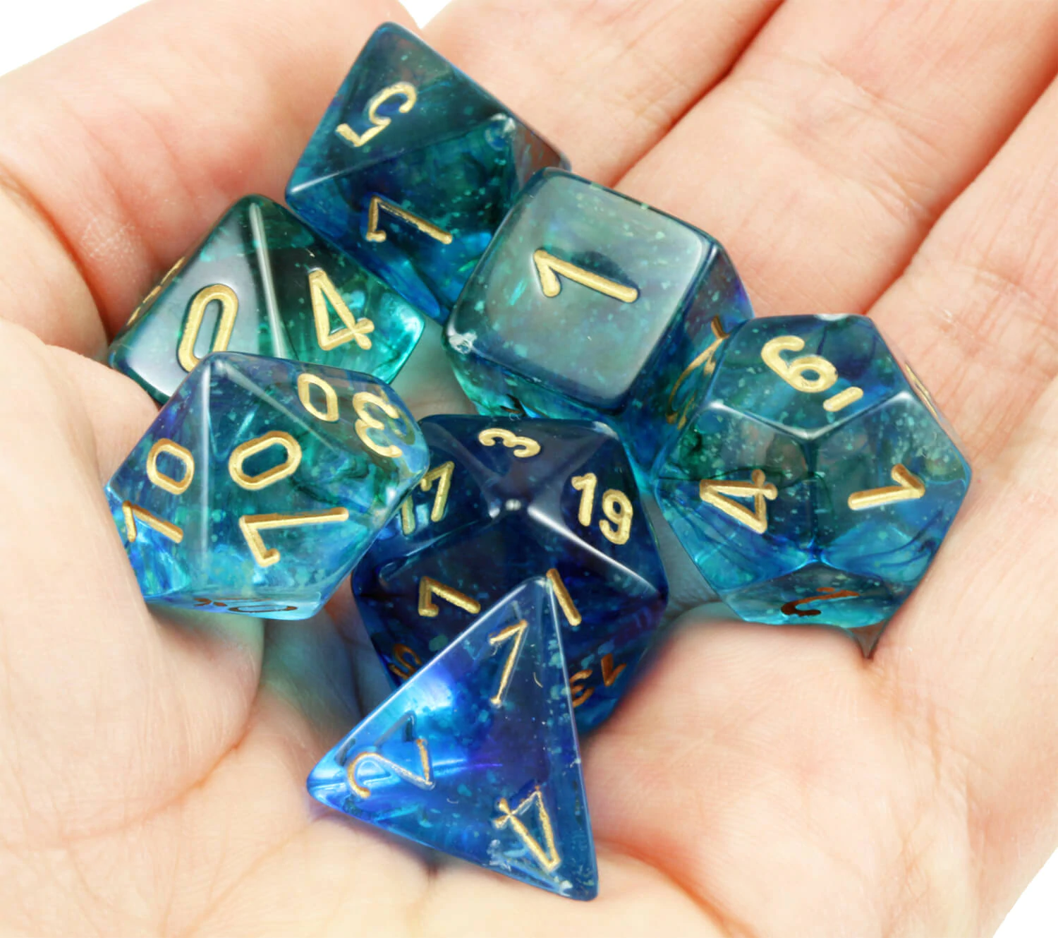 Chessex 7pc Dice Set Nebula OceanicGold Luminary by Chessex 2