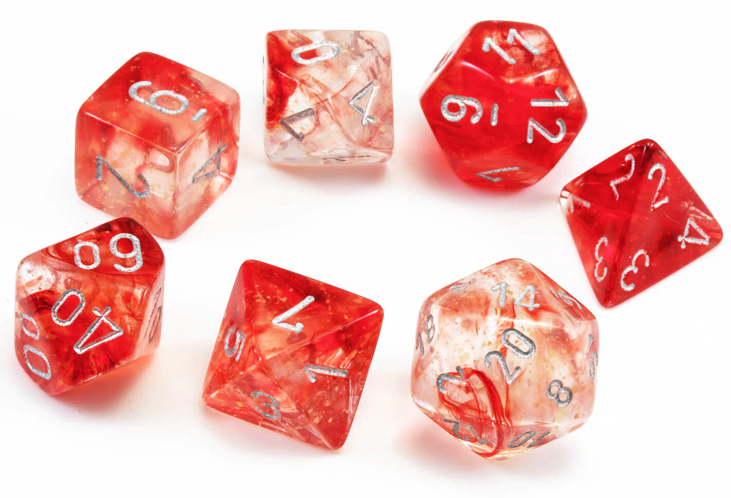 Chessex 7pc Dice Set Nebula RedSilver Luminary by Chessex