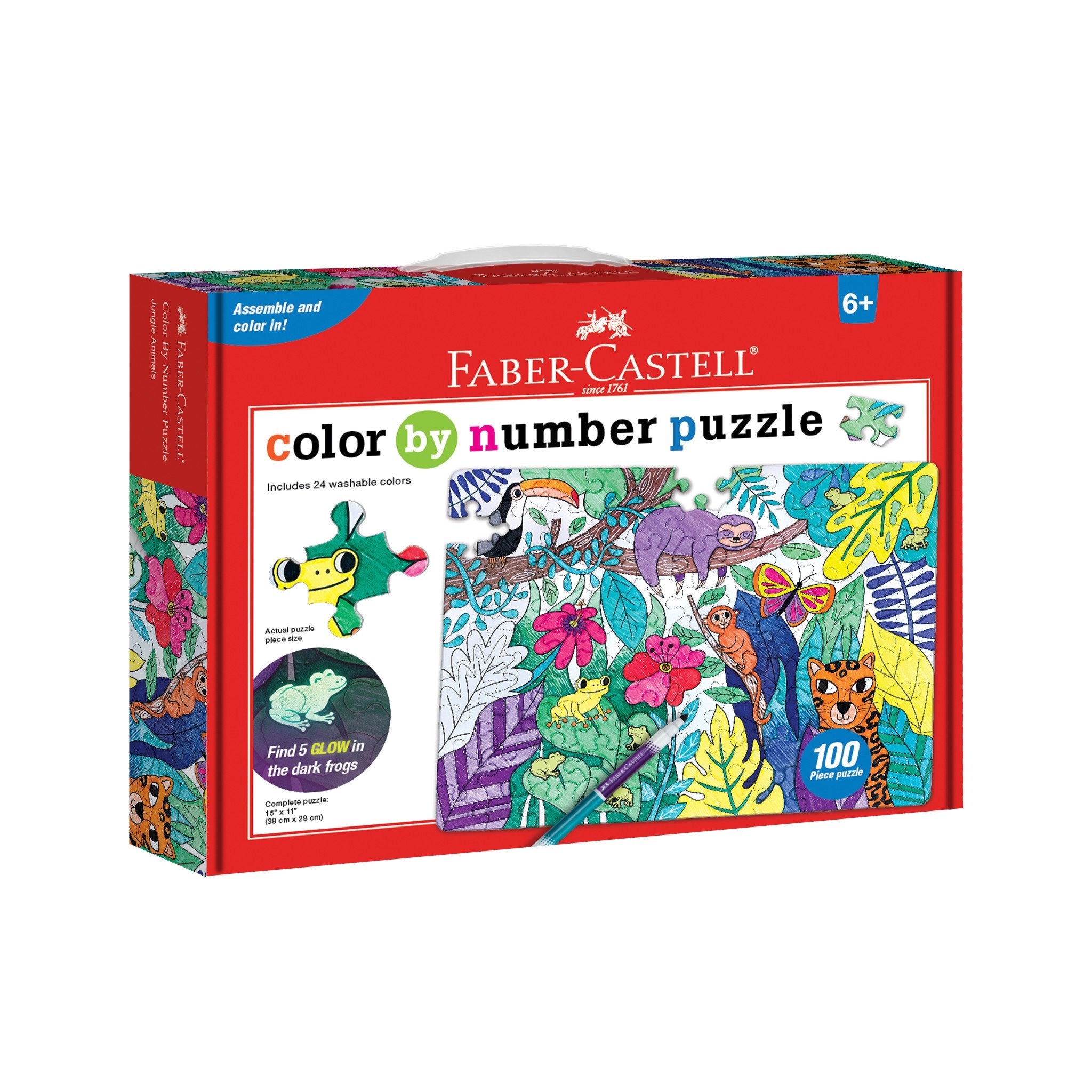Color by Number Puzzle Jungle Animals by Faber Castell