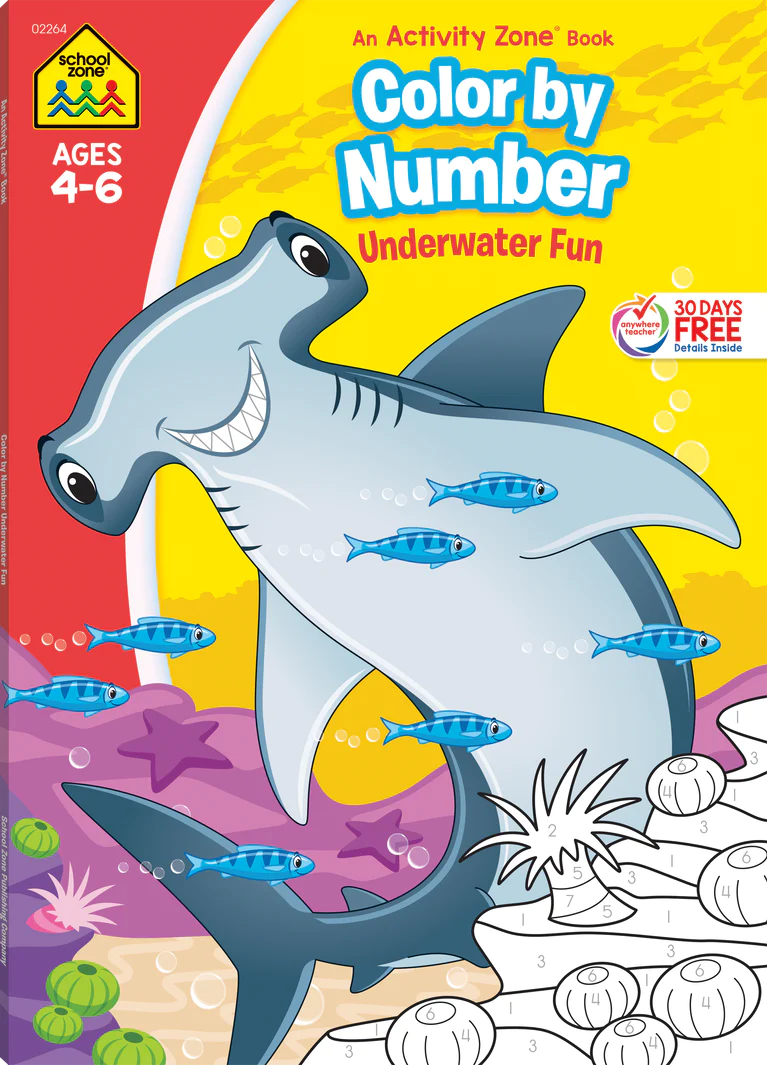 Color by Number Underwater Fun Workbook-by-School Zone