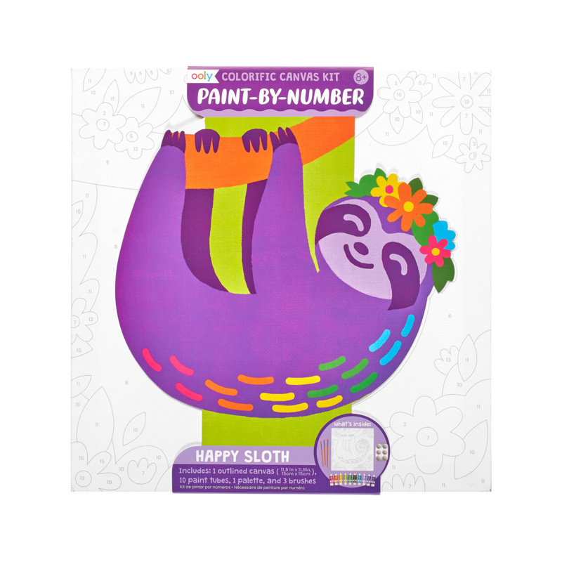 Colorific Canvas Paint by Number Happy Sloth by Ooly