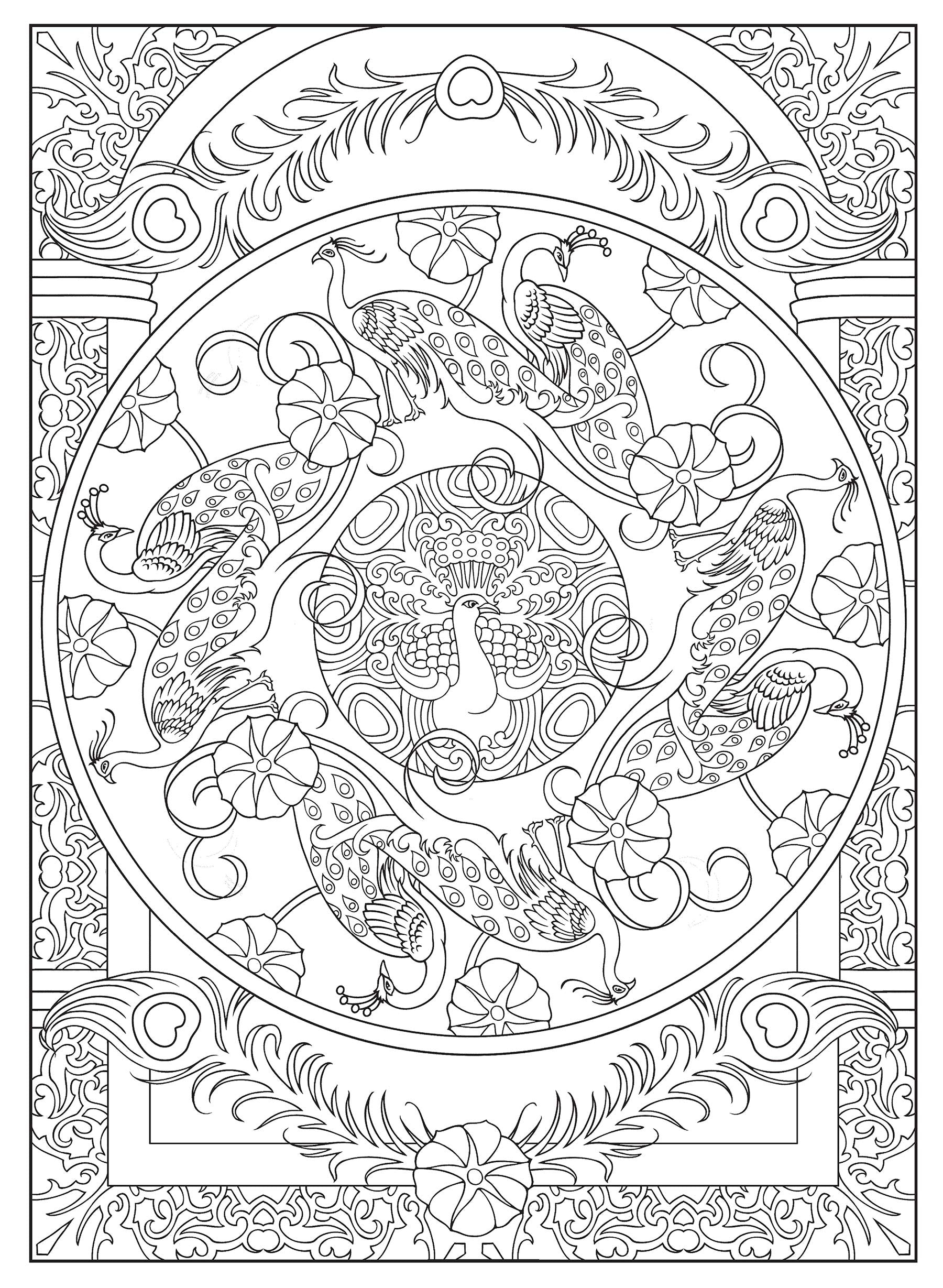 Creative Haven Peacock Designs Coloring Book by Dover Publications 3