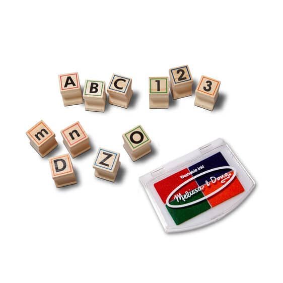 Deluxe Wooden Stamp Set ABCs 123s by Melissa Doug 1