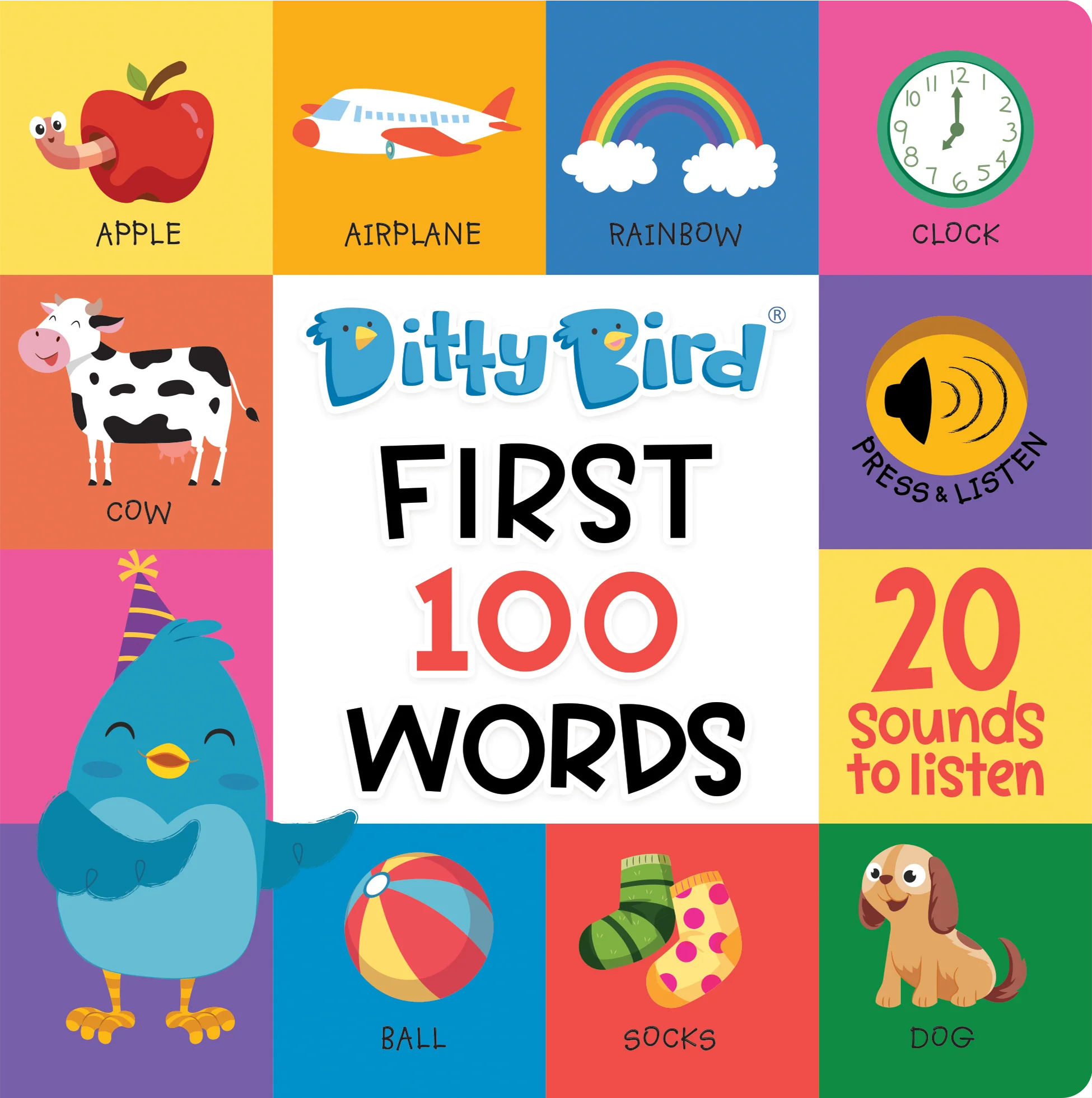 Ditty Bird First 100 Words Board Book-by-Ditty Bird