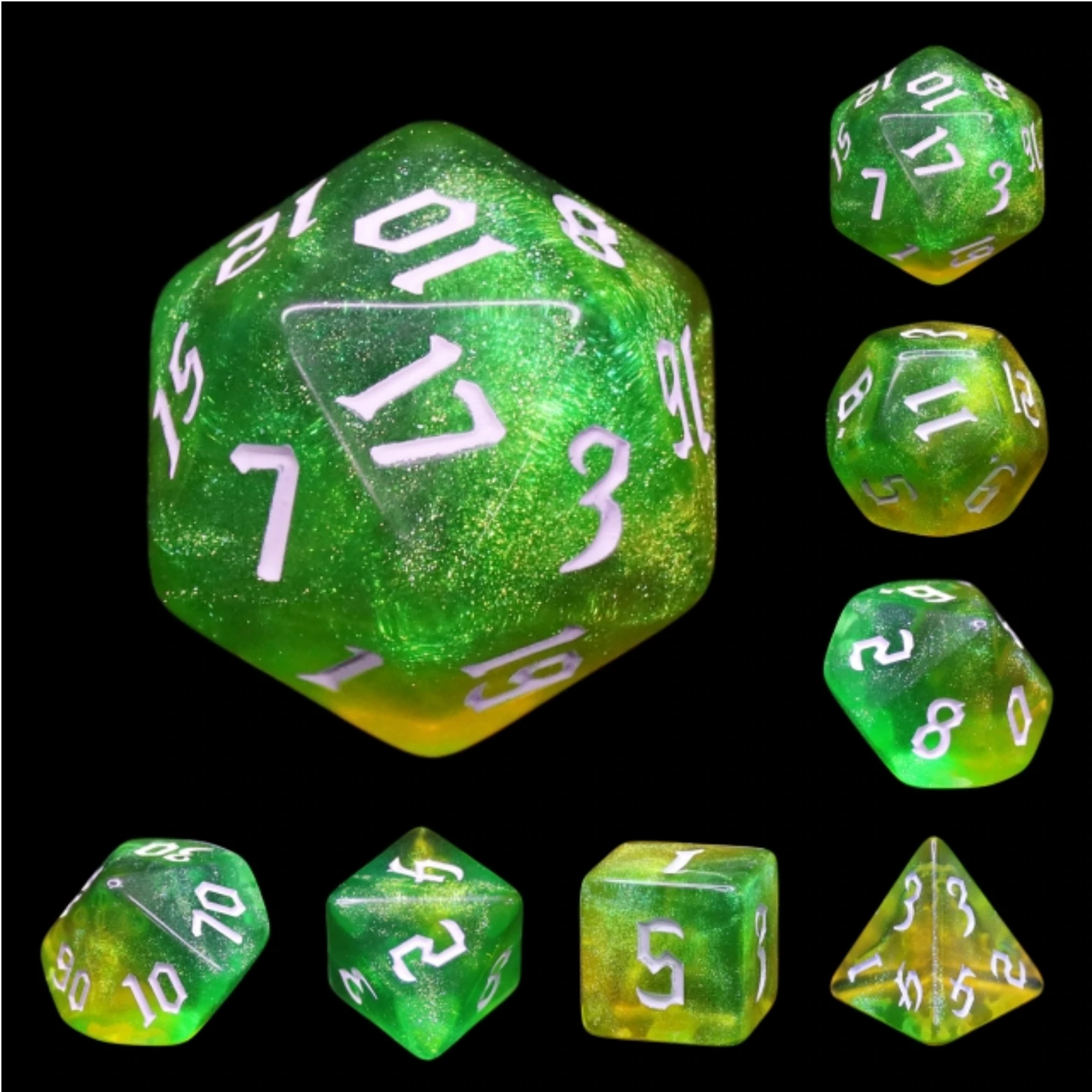 Fairy Tinker RPG Dice Set YellowGreen Shimmer by Foam Brain Games