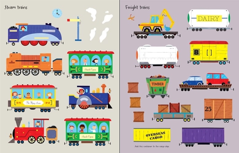 First Sticker Book Trains by Usborne 3