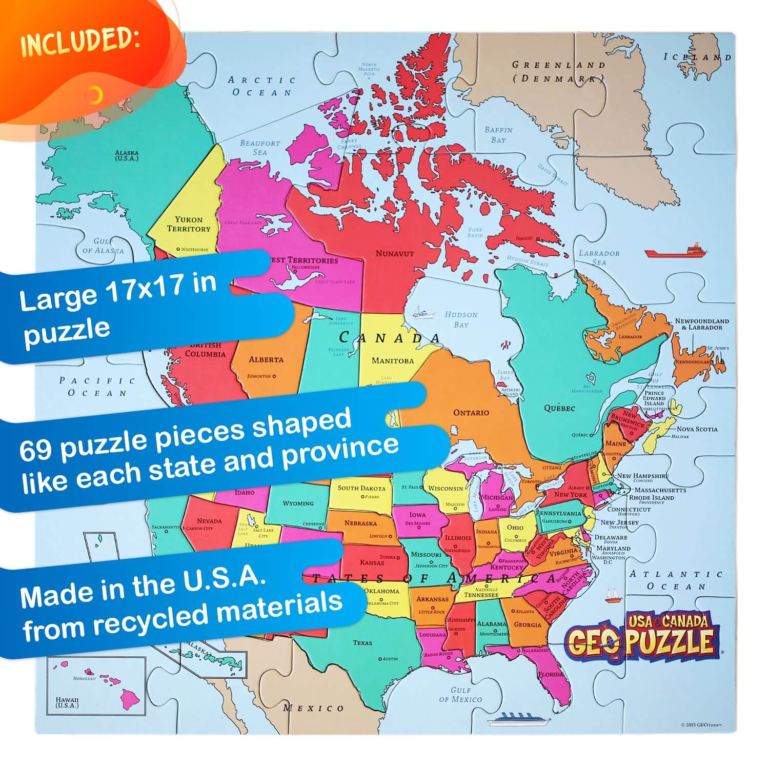 GeoPuzzle USA Canada by Geotoys 3