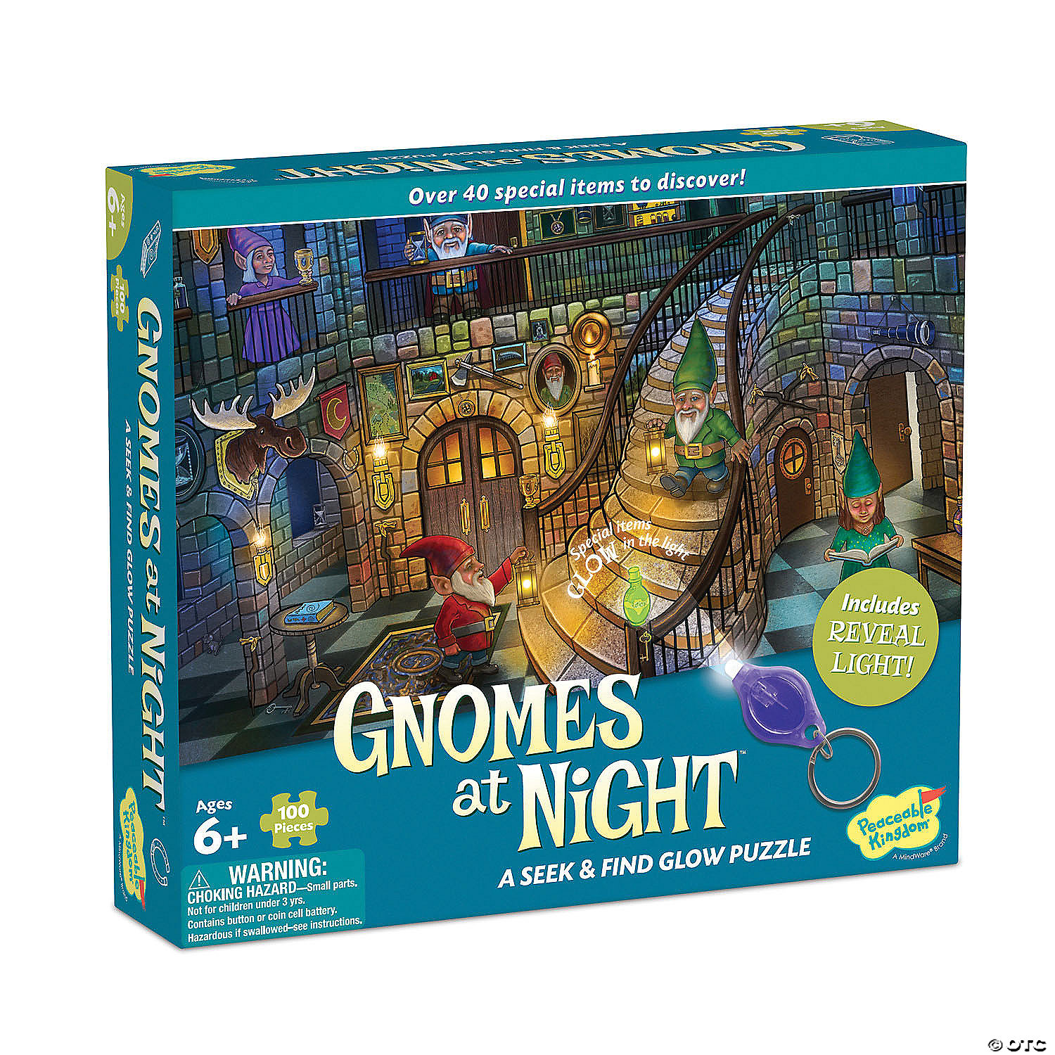 Gnomes at Night Seek and Find Glow 100pc Puzzle by Mindware