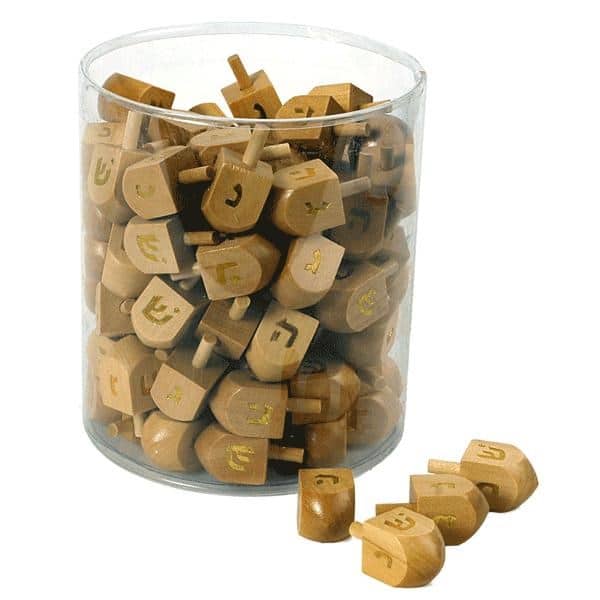 Gold Stamped Wooden Dreidels by Jewish Educational Toys