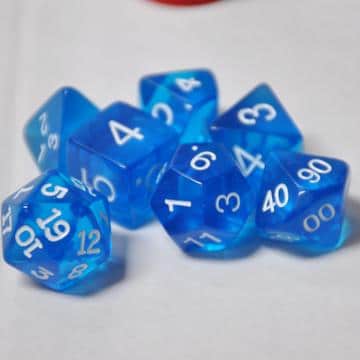 Koplow Blue Transparent 7pc Dice Set by Koplow