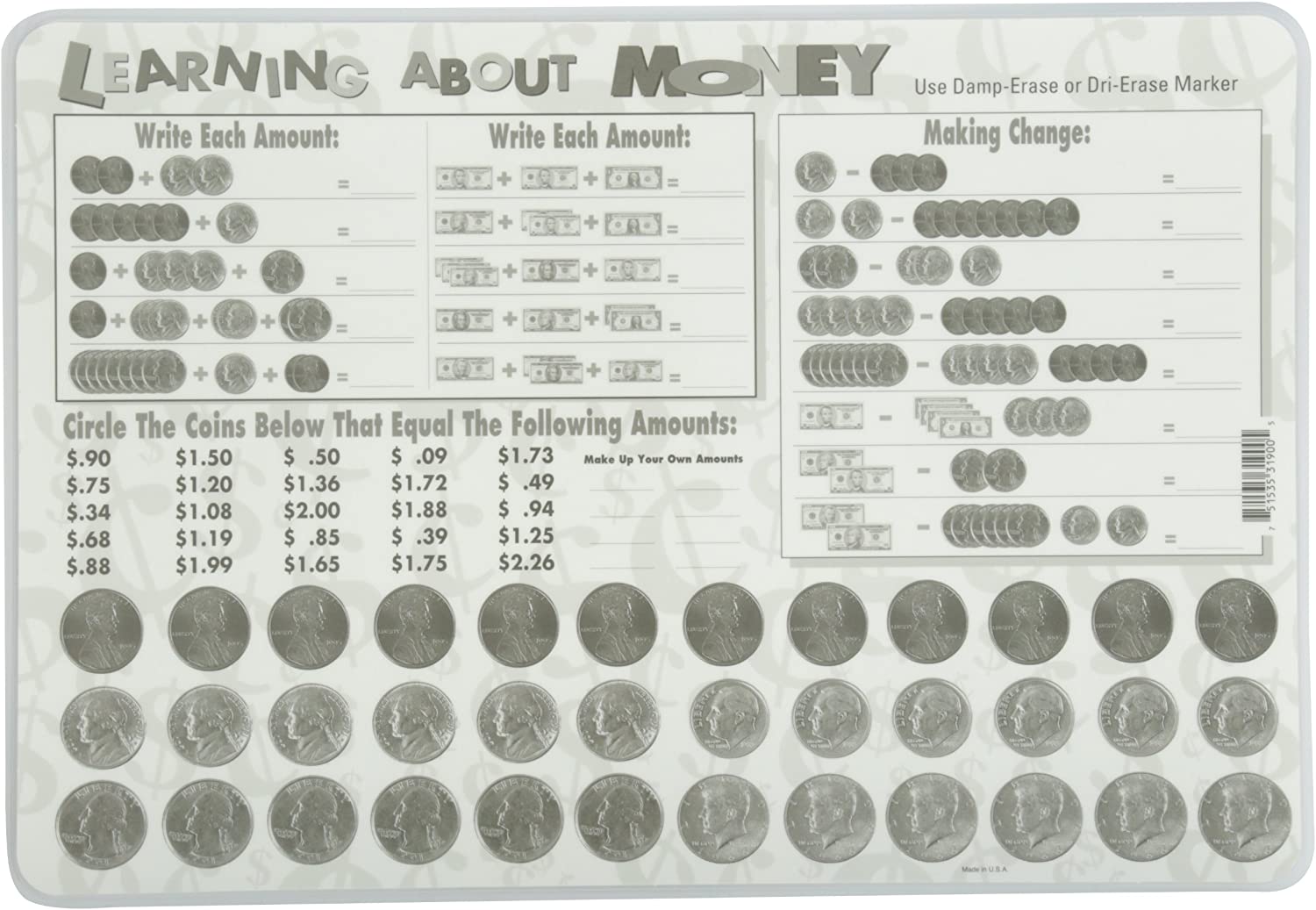 Learning About Money Placemat by Painless Learning 1