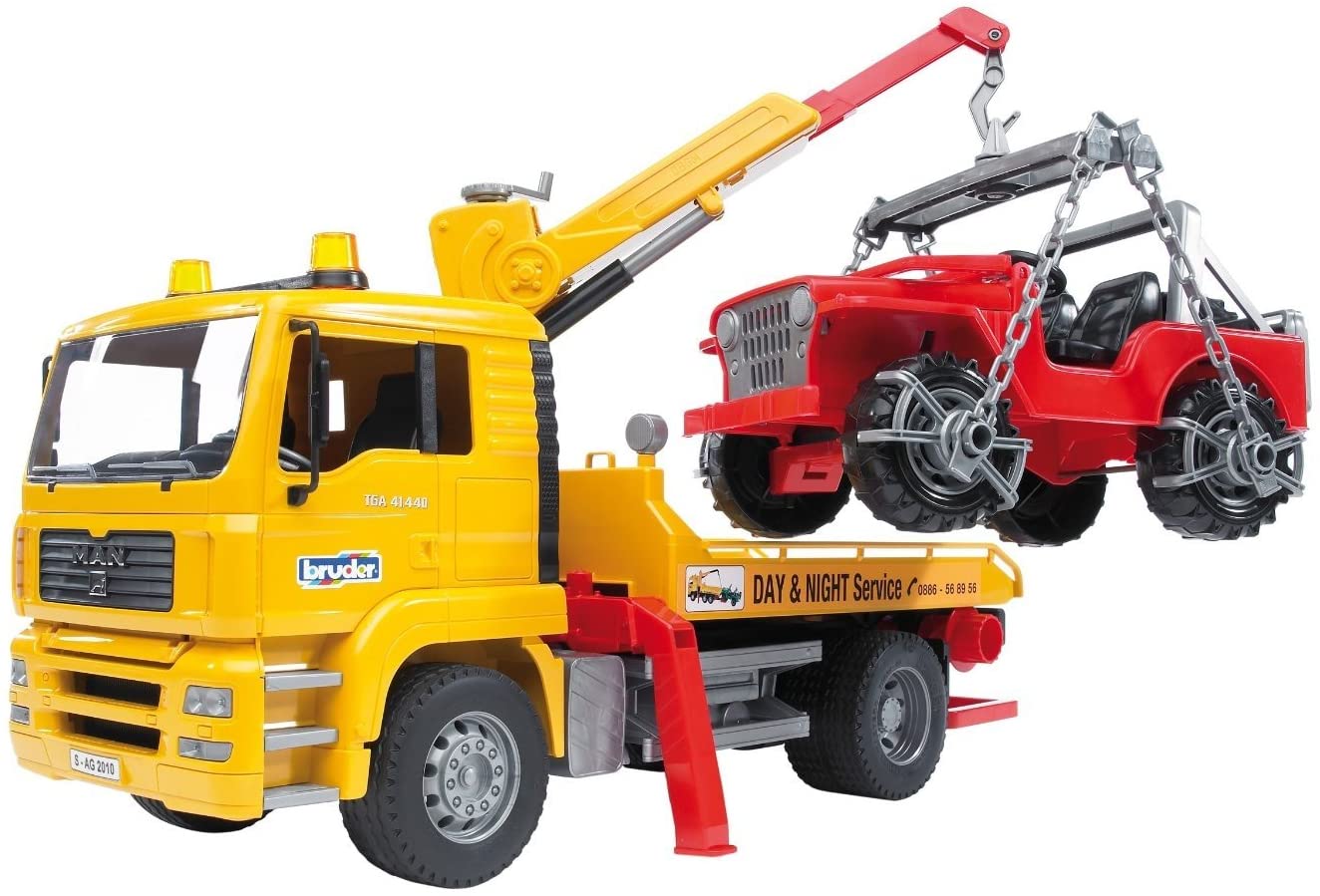 MAN TGA Tow Truck with Cross Country Vehicle by Bruder