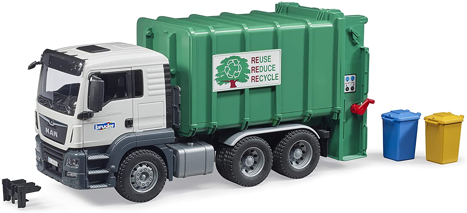 MAN TGS Rear Loading Garbage Truck Green by Bruder