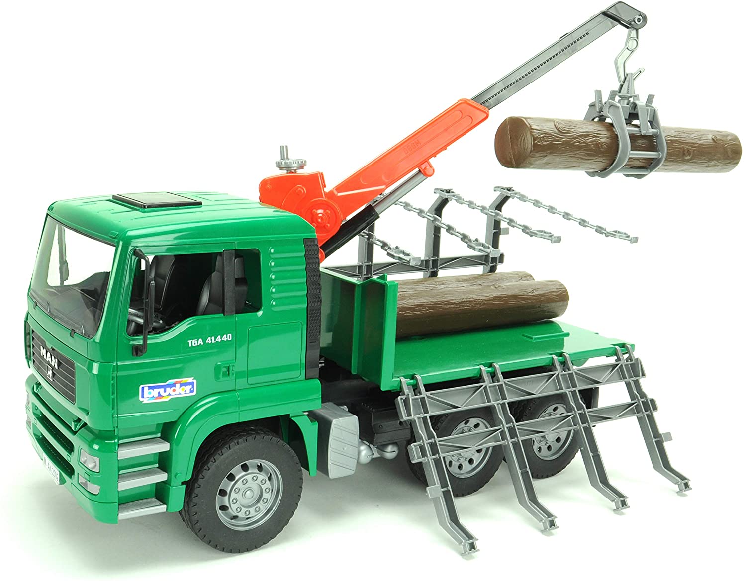 MAN Timber Truck with Loading Crane and 3 Logs by Bruder