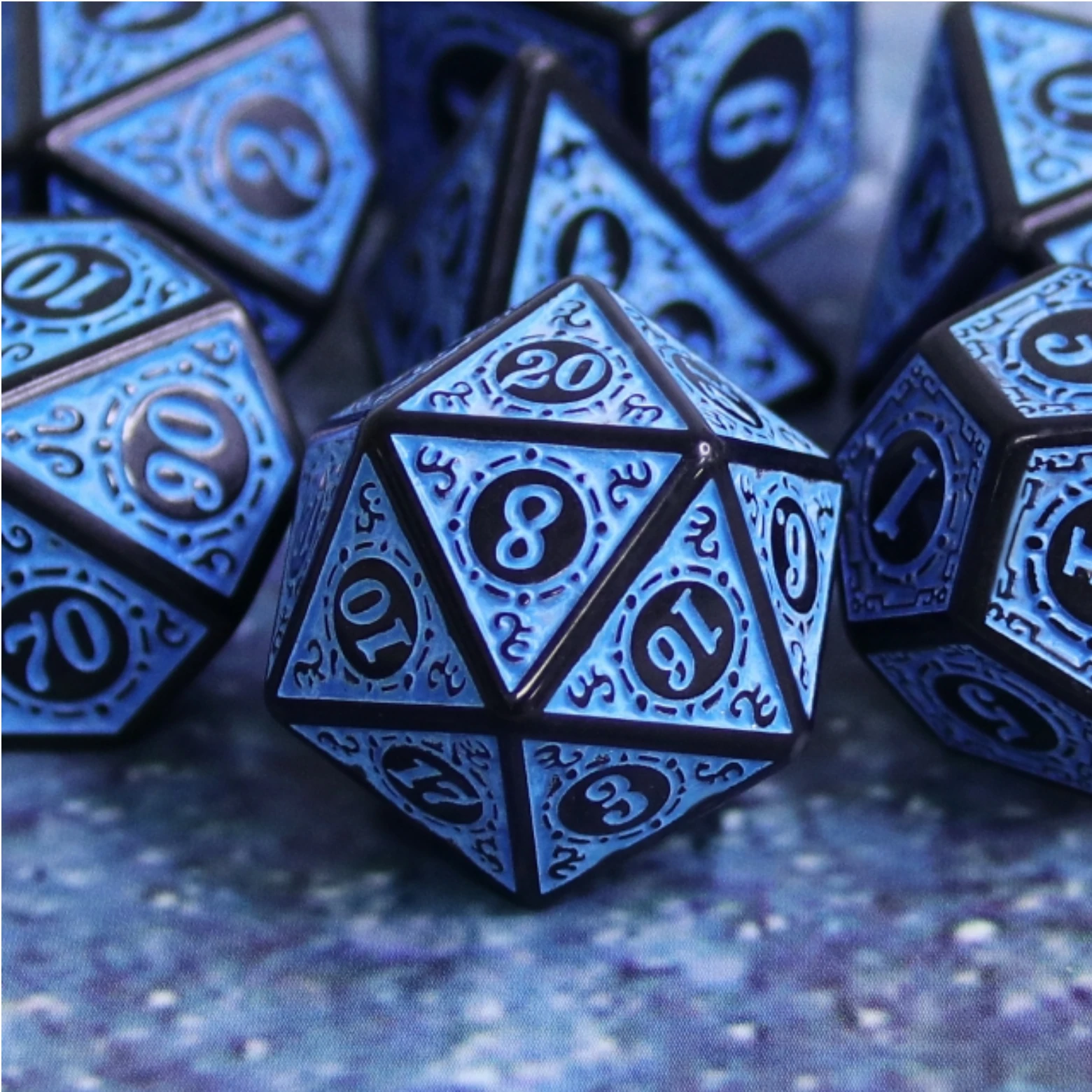 Magic Flame Blue RPG Dice Set by Foam Brain Games 1