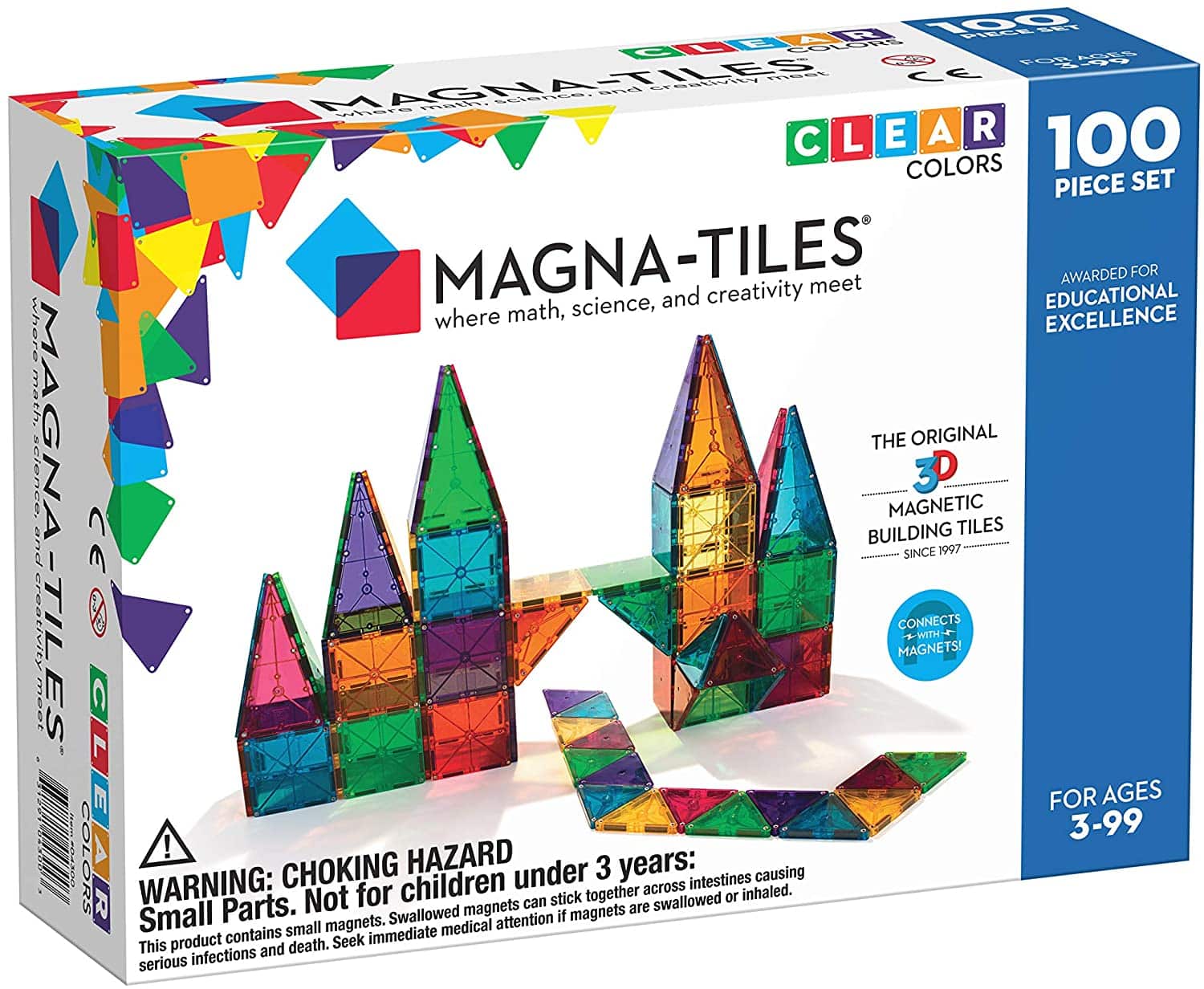 マグナタイルズ 200ピース Magna-Tiles CLEAR COLORS Magna-Tiles Clear 100 Piece Set – A2Z Science & Toys