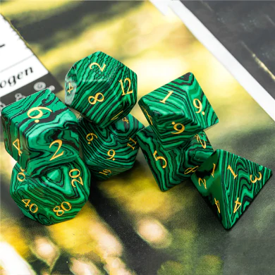 Malachite Gemstone RPG Dice Set by Foam Brain Games 4