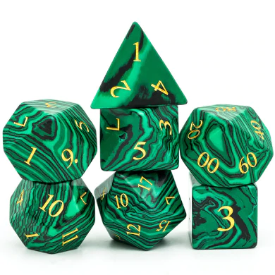 Malachite Gemstone RPG Dice Set by Foam Brain Games