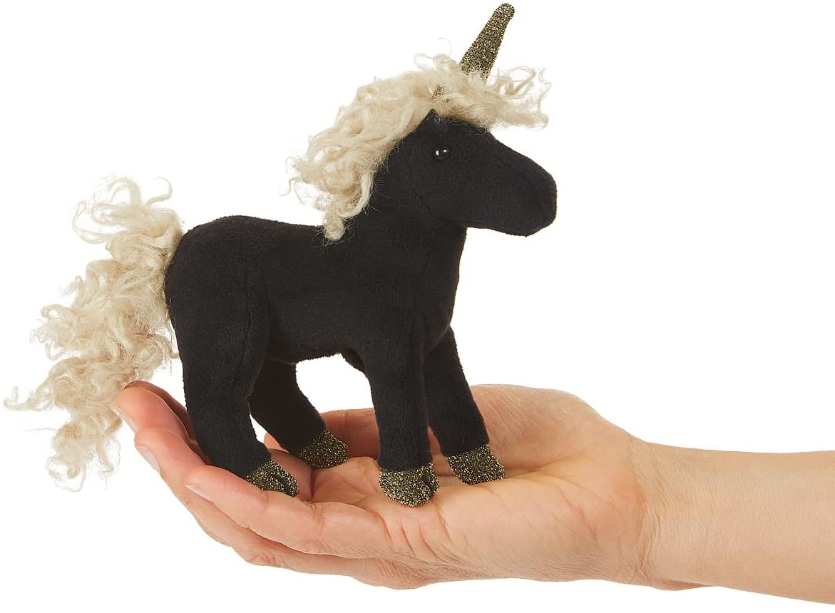 Mini Black Unicorn Finger Puppet by Folkmanis