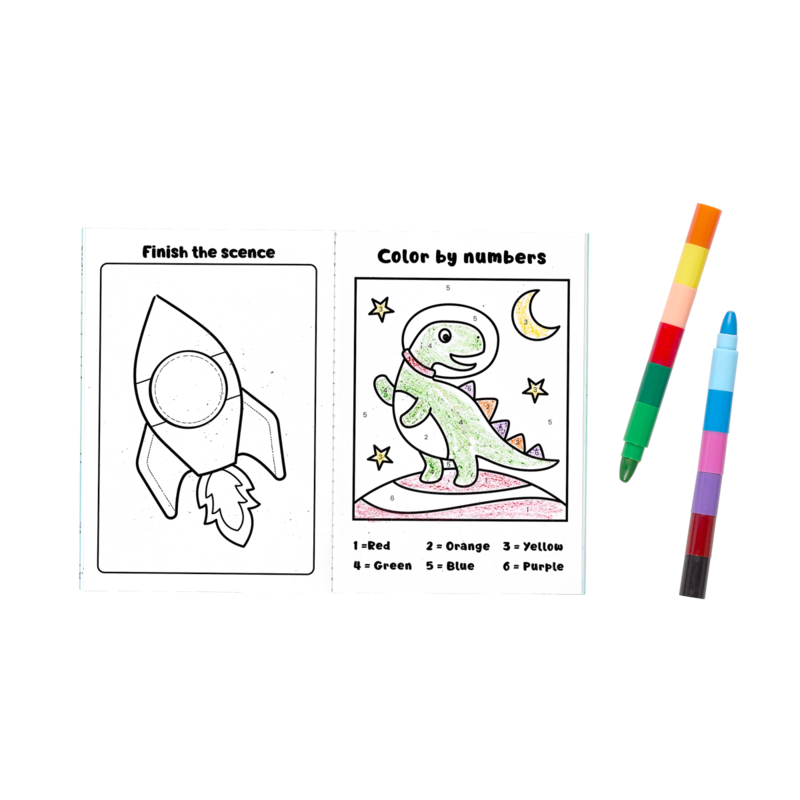 Mini Traveler Coloring Activity Kit Dinosaurs in Space by Ooly 5