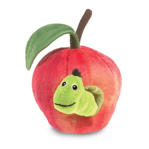 Mini Worm in Apple Puppet by Folkmanis