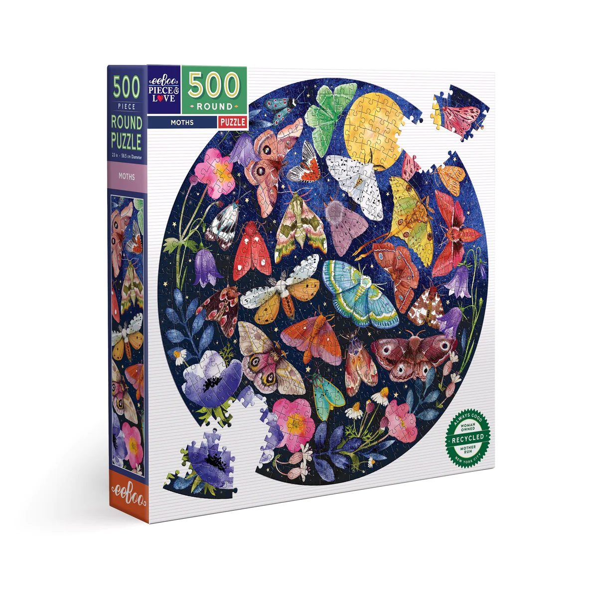Moths Round 500pc Puzzle-by-eeBoo