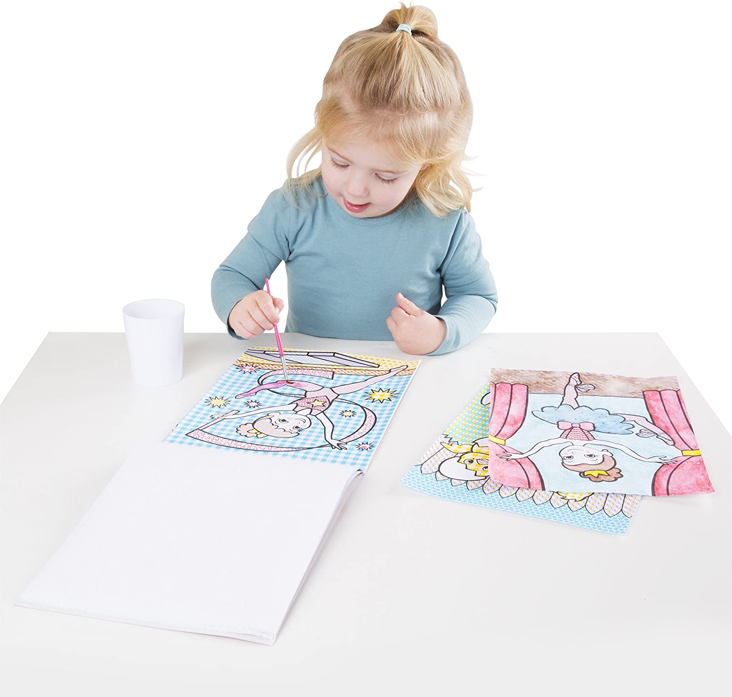 My First Paint With Water Kids Art Pad With Paintbrush Cheerleaders Flowers Fairies and More by Melissa Doug 1