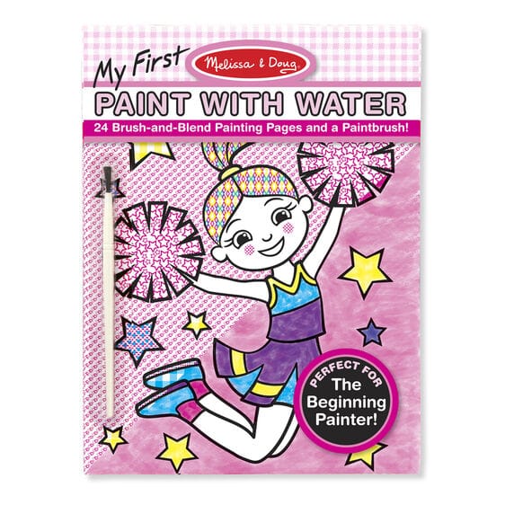 My First Paint With Water Kids Art Pad With Paintbrush Cheerleaders Flowers Fairies and More by Melissa Doug
