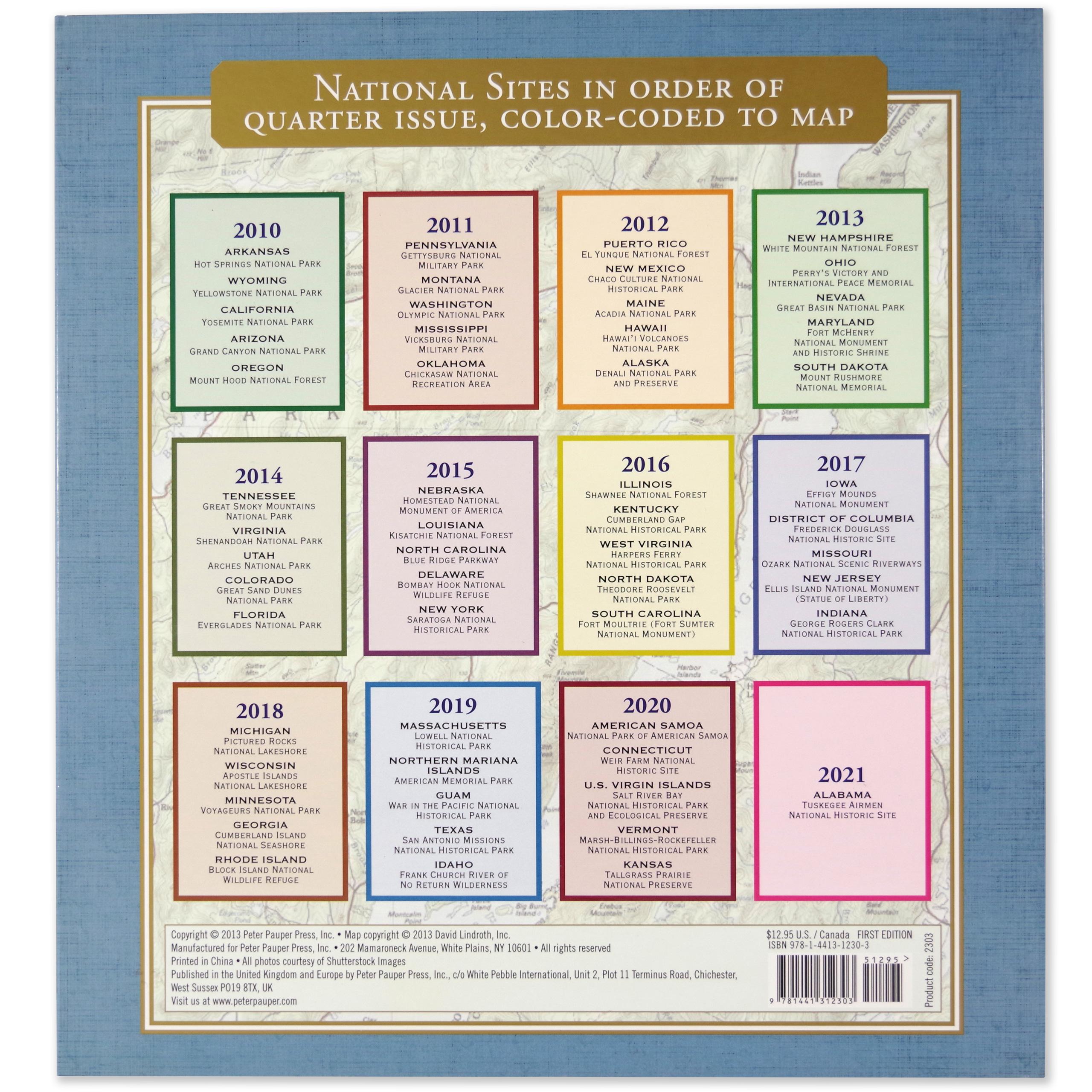 National Parks Commemorative Quarters Collectors Map 2010 2021 by Peter Pauper Press 5
