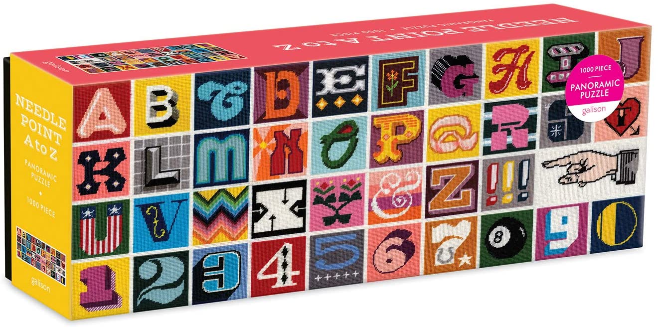 Needlepoint A to Z 1000pc Panoramic Puzzle by Galison