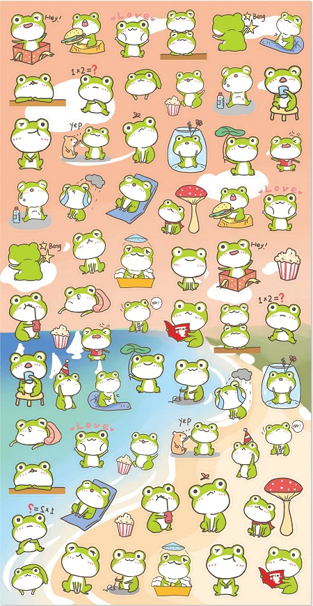 Nekoni Frog Stickers-by-BC USA
