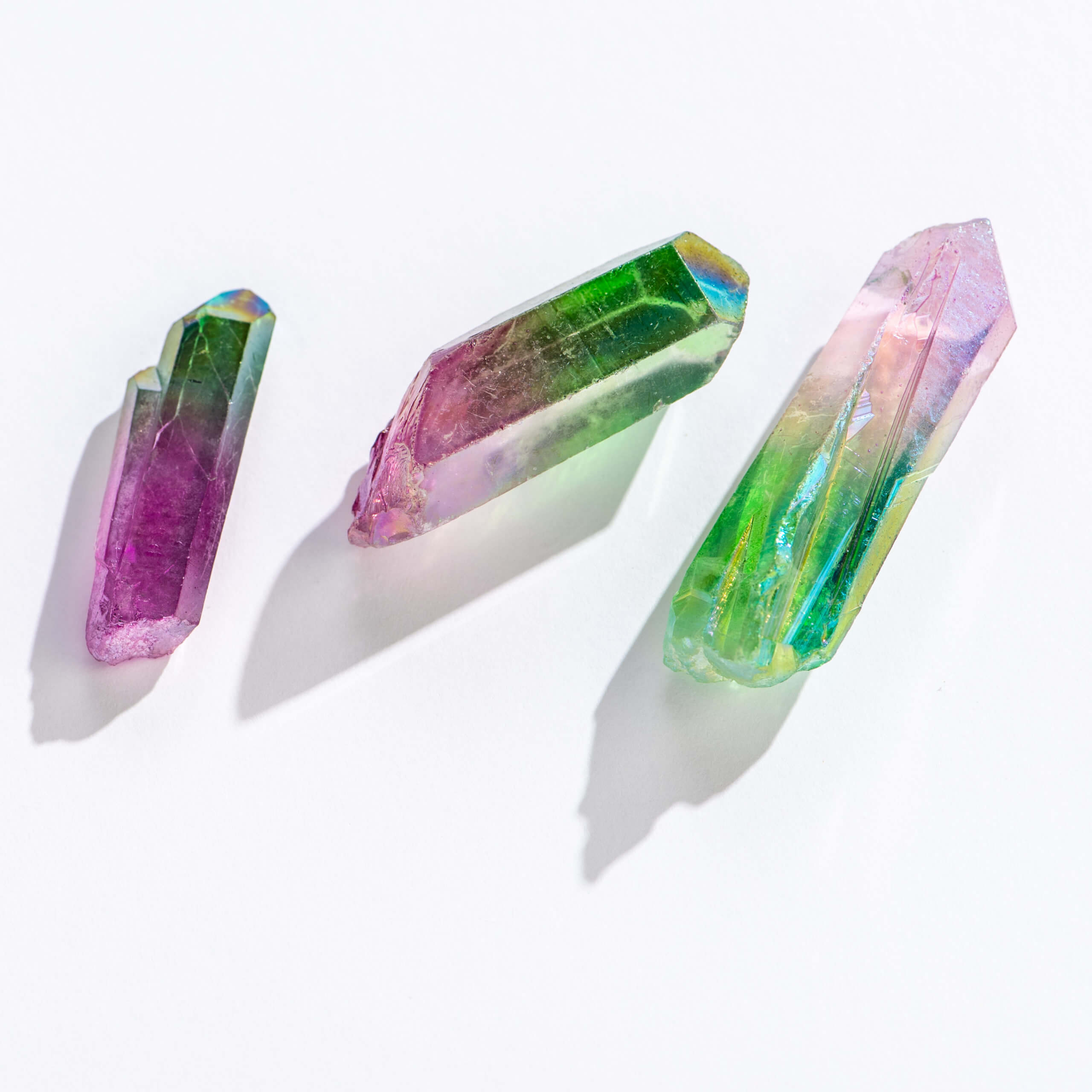 Pink Green Ombre Quartz Crystal Points by GeoCentral