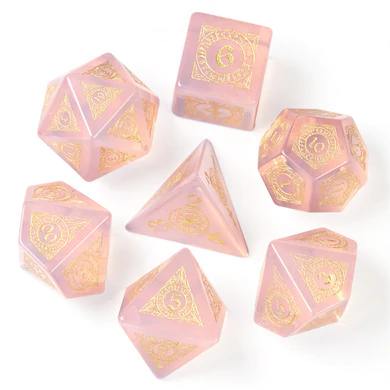 Pink Opalite Stone RPG Dice Set by Foam Brain Games 1