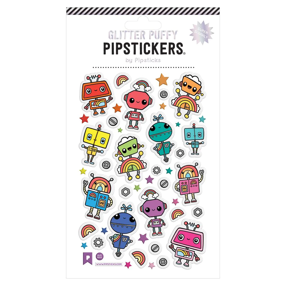 Puffy Radiant Robots Sticker Sheet by Pipsticks