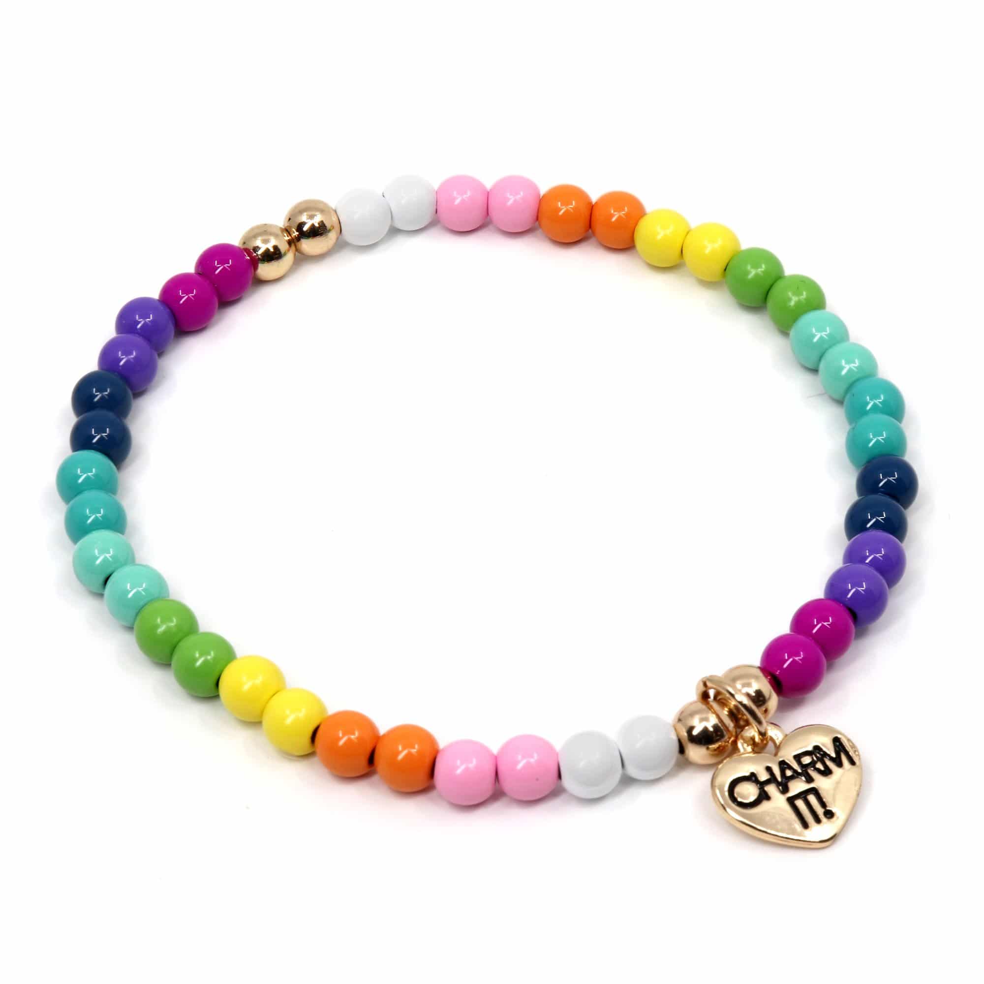 Rainbow Bead Charm Bracelet by Charm It
