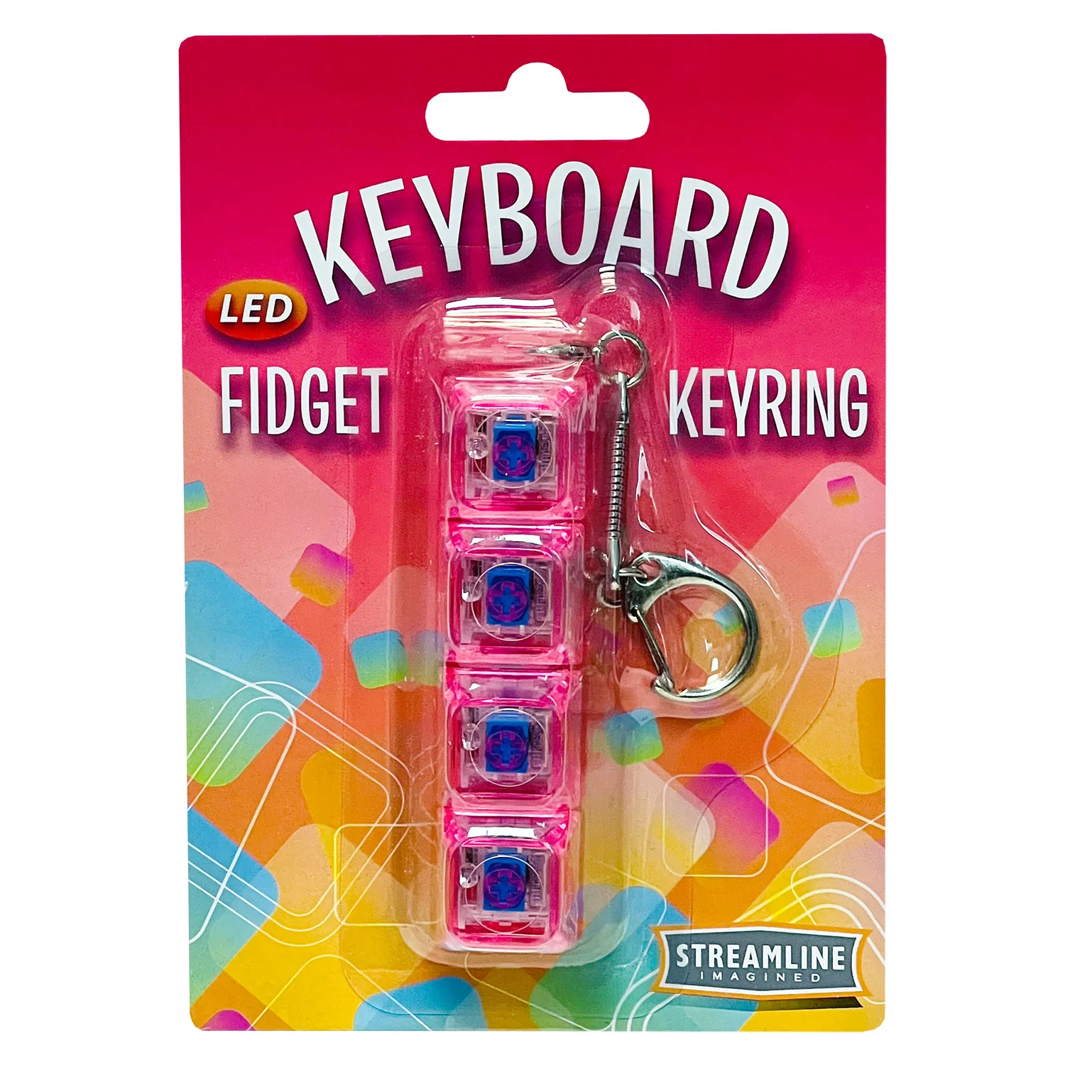 Keyboard LED Fidget Keyrings - Pink by Streamline