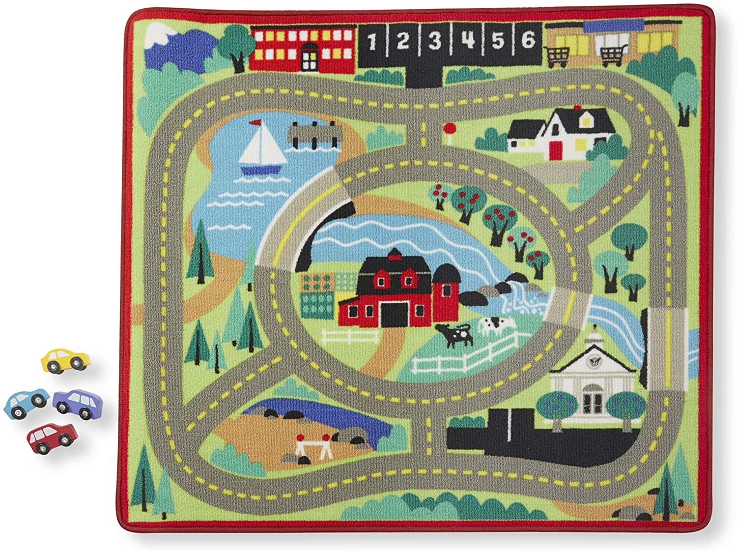 Round the Town Road Rug Car Set by Melissa Doug 1