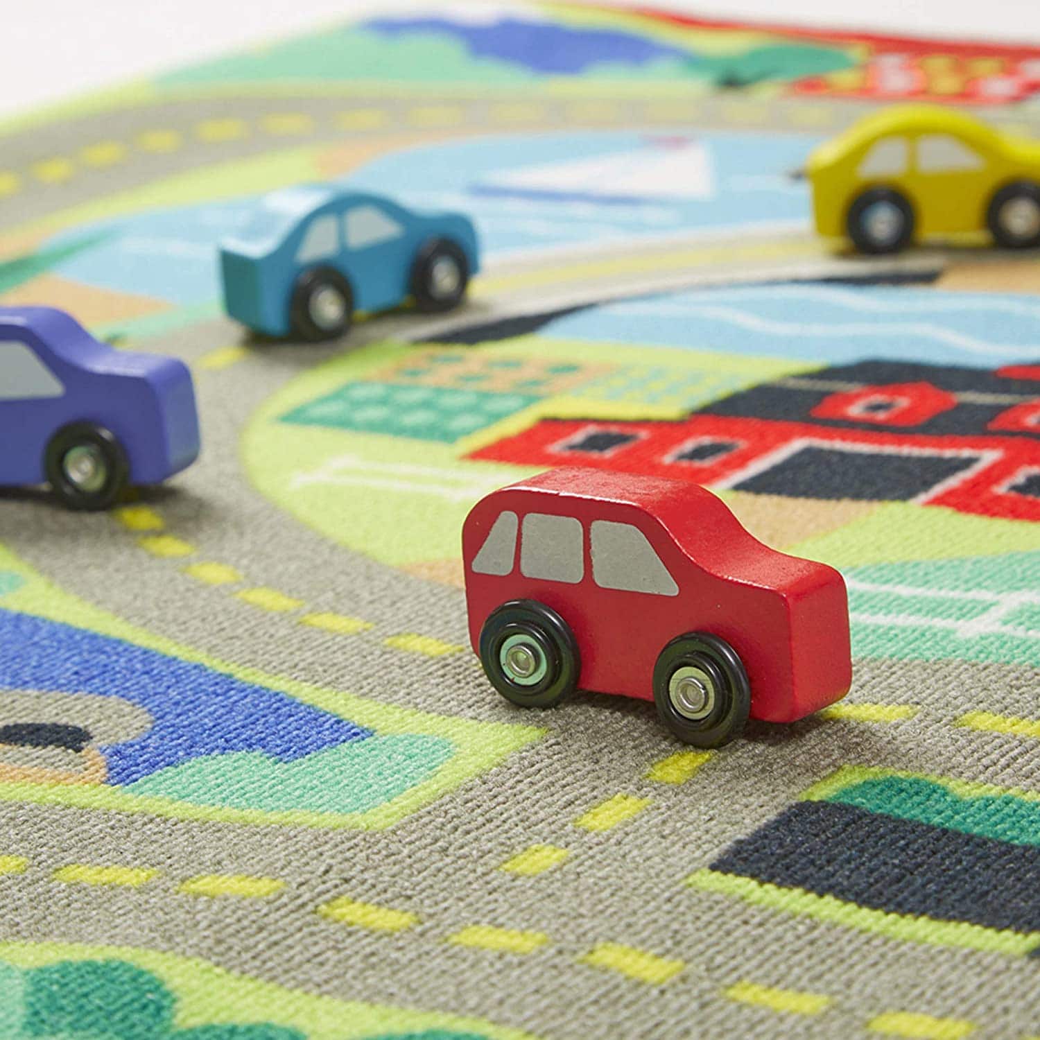 Round the Town Road Rug Car Set by Melissa Doug 2