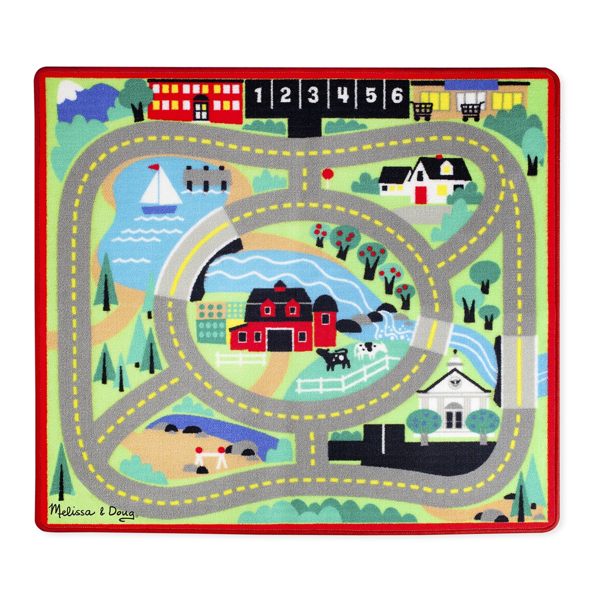 Round the Town Road Rug Car Set by Melissa Doug
