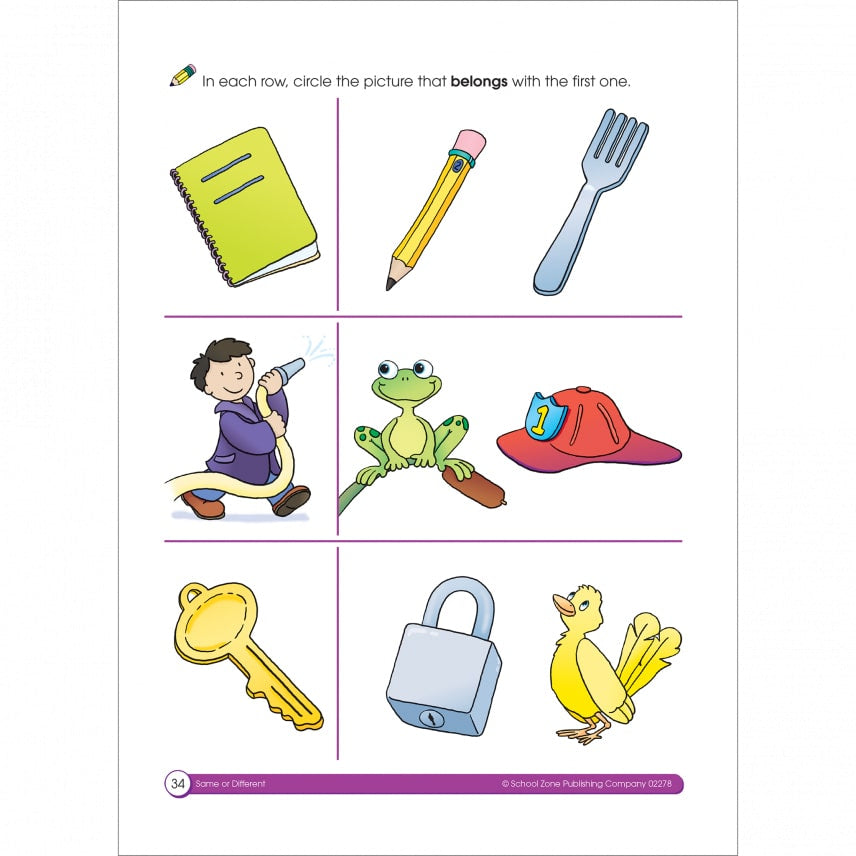 Same or Different Preschool Workbook by School Zone 2